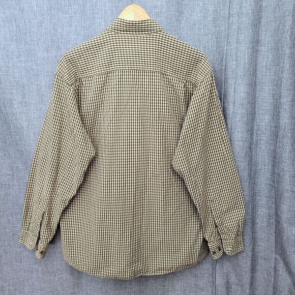 Columbia Rugged Button Down Shirt Mid-Weight Outdoor Tan Black Plaid Men's L - Picture 5 of 15